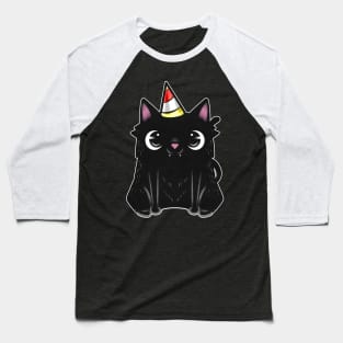 Black Cat With Party Hat On Purrsday Baseball T-Shirt